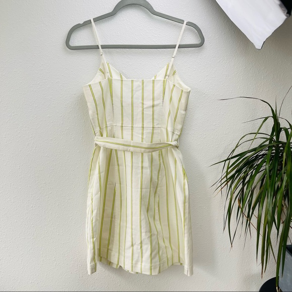 Banana Republic white dress with starps, green stripes, button down,linen cotton - Picture 9 of 11